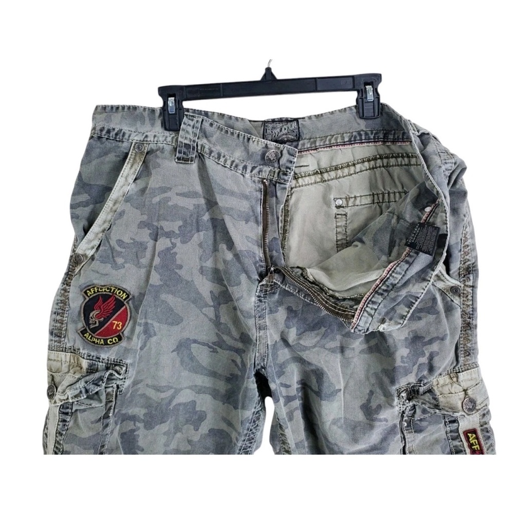 Affliction Jort Shorts Cargo Camo Mens 40 Grunge Gray Black Relaxed Fit (39x12) - Picture 7 of 13